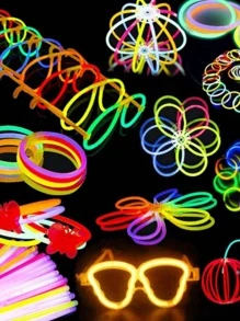 约 100 件发光棒包，非常适合生日、万圣节、圣诞节、派对用品、发光派对棒、可连接连接器用于制作项链、手镯、8 英寸（约 20.3 厘米）发光玩具、圣诞节 - 彩色 - 查看 2