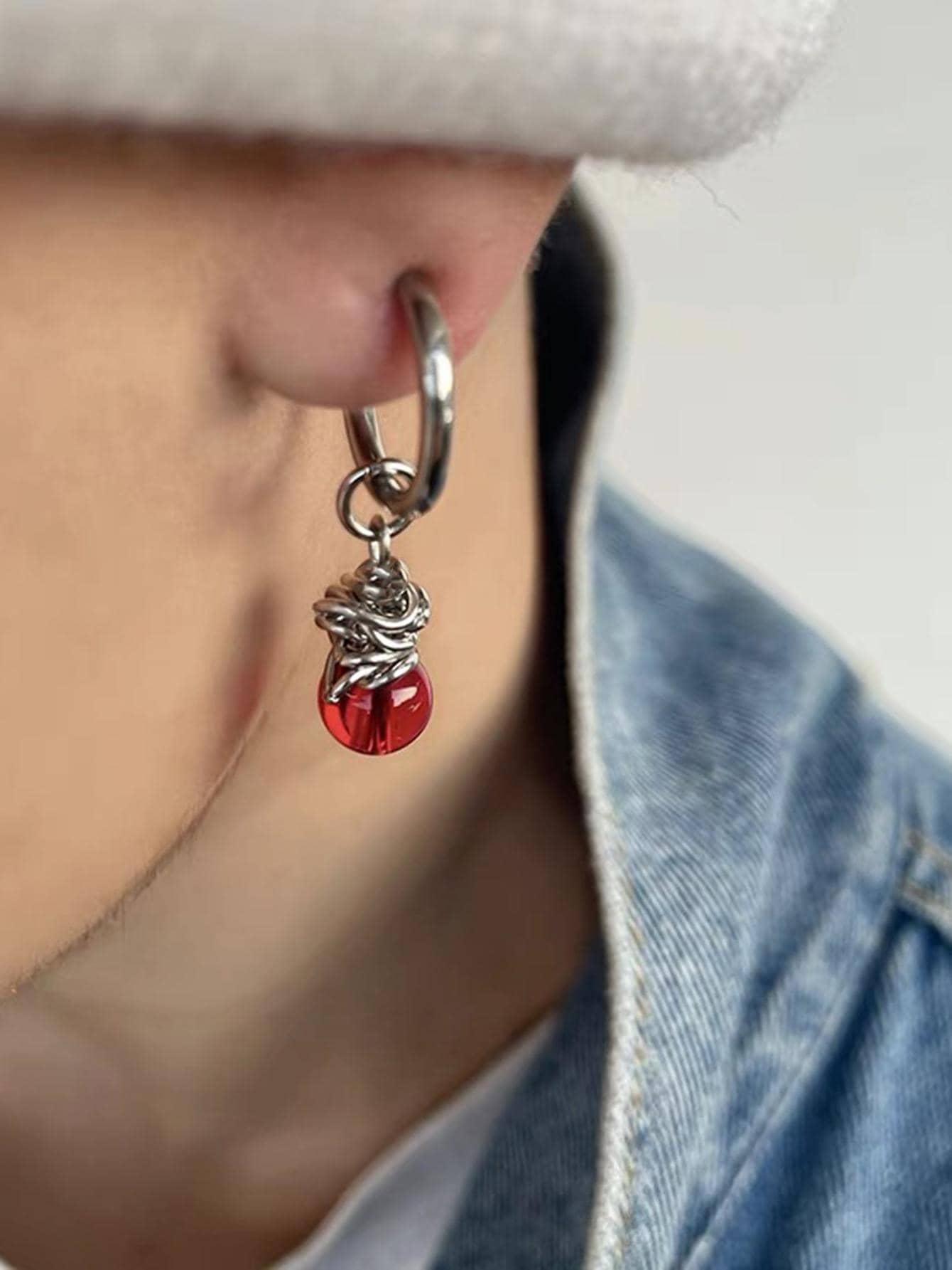 1pc Men Ball Drop Earring, For Jewelry Gift And Party - Multicolor - View 1