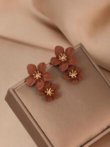 花朵吊坠耳环 情人节、妈妈、母亲、母亲节、礼物 - 棕色 - 查看 2