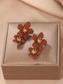 花朵吊坠耳环 情人节、妈妈、母亲、母亲节、礼物 - 棕色 - 查看 3