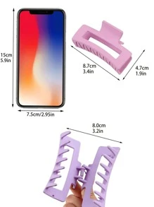 1 件/4 件卡其色方形发夹，8.5 厘米爪夹发夹发夹发夹发夹发夹接发夹，学校用品，学院秋冬发饰，适合女士度假装扮 - 彩色 - 查看 3