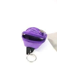 1入組中性迷你全拉鏈零錢包吊墜時尚鑰匙圈適用於日常生活 - 彩色 - 查看 2