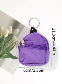 1入組中性迷你全拉鏈零錢包吊墜時尚鑰匙圈適用於日常生活 - 彩色 - 查看 3