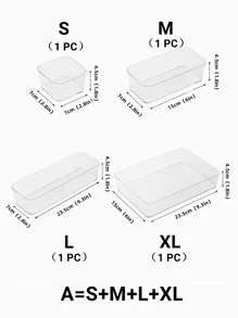 1pc Clear Stationery Storage Box - Clear - View 5