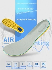 1對蜂巢提花透氣u型高跟墊eva鞋墊,吸汗、除臭、高彈性、柔軟、耐壓 - 淺灰色 - 查看 1