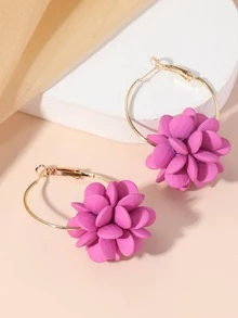 1入組夏天球樹脂噴霧繪畫耳環 - 玫紅色 - 查看 2