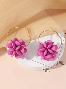 1入組夏天球樹脂噴霧繪畫耳環 - 玫紅色 - 查看 4