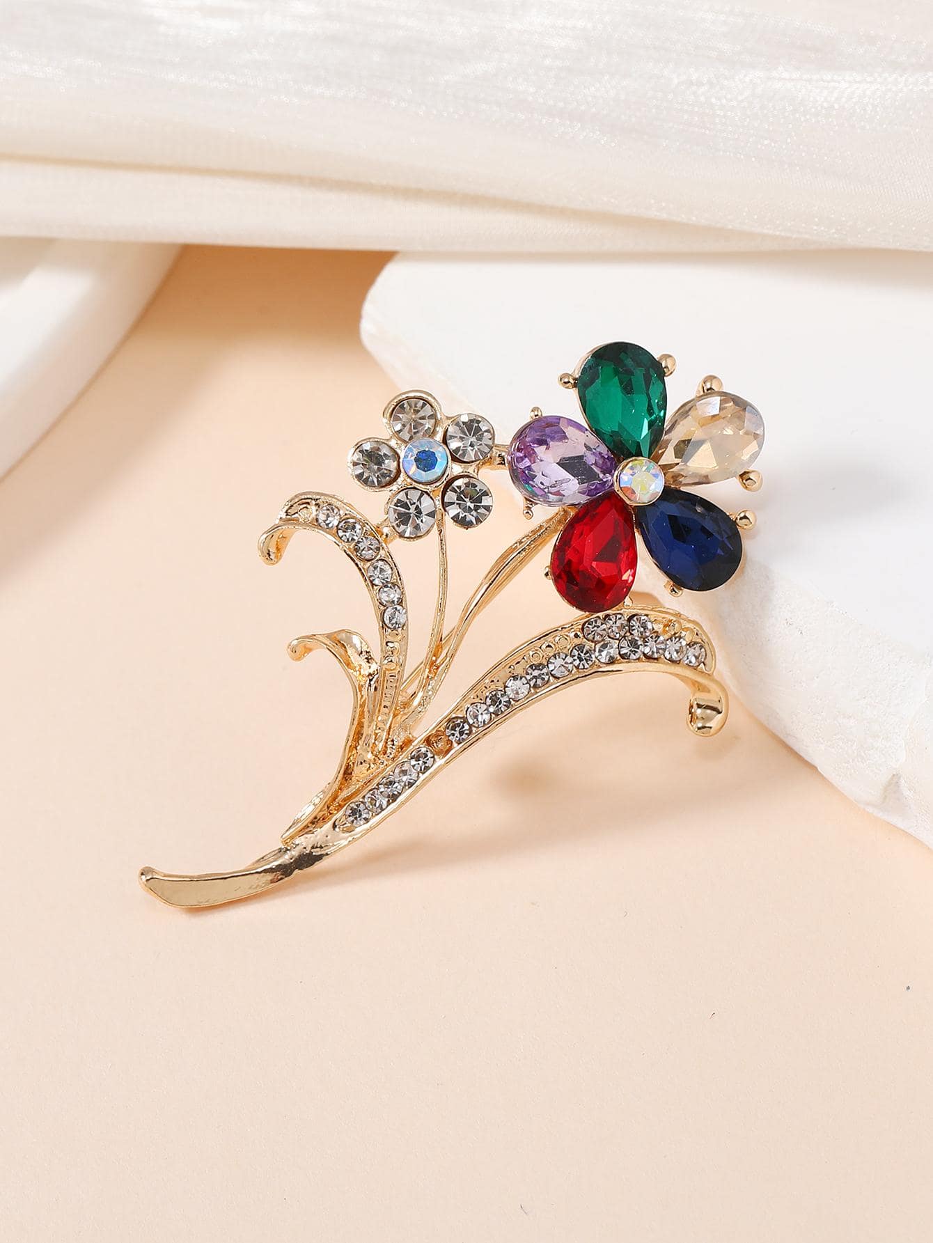 1 cái Quyến Rũ Hợp Kim Kẽm Rhinestone Thiết Kế Hoa Brooch Cho Phụ Nữ Để Trang Trí Hàng Ngày - Nhiều màu - Xem 1