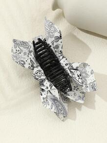 1pc Women's Fashion Retro Paisley Print White Hair Clip, Suitable For Daily Wear, Celebration And Other Occasions - White - View 4