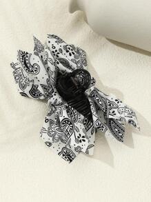 1pc Women's Fashion Retro Paisley Print White Hair Clip, Suitable For Daily Wear, Celebration And Other Occasions - White - View 3