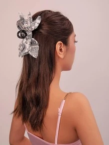 1pc Women's Fashion Retro Paisley Print White Hair Clip, Suitable For Daily Wear, Celebration And Other Occasions - White - View 1