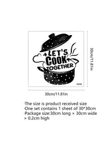 1pc Pot & Slogan Graphic Kitchen Sticker - Black - View 6