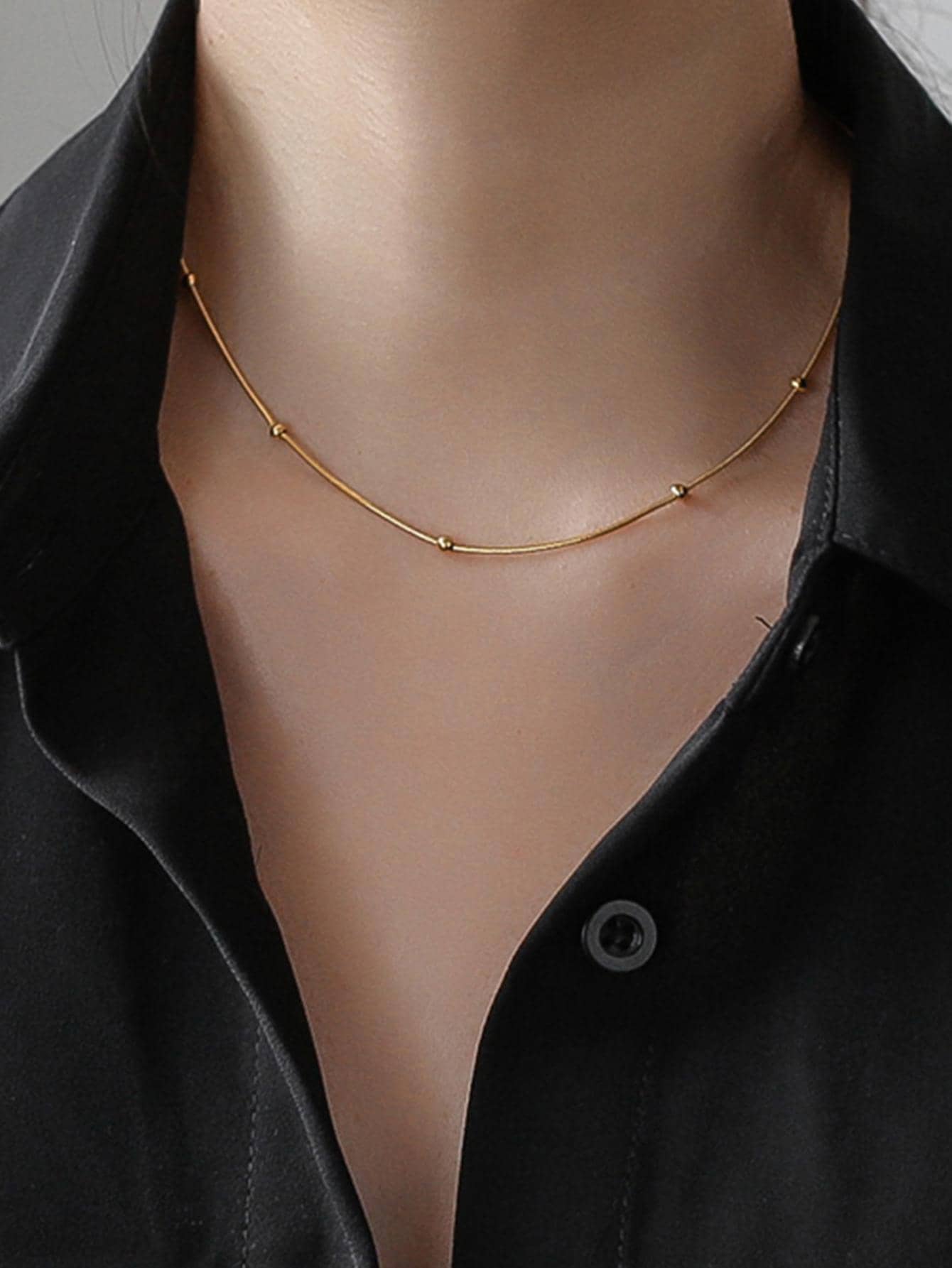 Vòng cổ trang trí hạt - Vàng - Xem 1