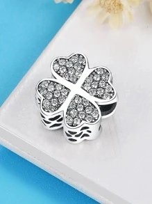 HuooNew 1pc prachtige zirconia decor klaver ontwerp zilver DIY kraal voor vrouwen voor DIY sieraden maken