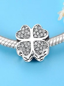 HuooNew 1pc prachtige zirconia decor klaver ontwerp zilver DIY kraal voor vrouwen voor DIY sieraden maken