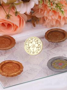 1pc Flower Design Wax Seal Stamp - Gold - View 5