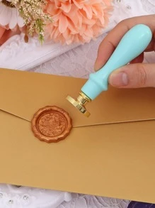 1pc Flower Design Wax Seal Stamp - Gold - View 7