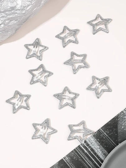 10 piezas Accesorio para el cabello con estrellas de brillo DIY, Clips de cabello, Ganchos de cabello, Pasadores de cabello, Barrettes, Artículos escolares, Accesorios para el cabello, Accesorios para la cabeza, Horquillas