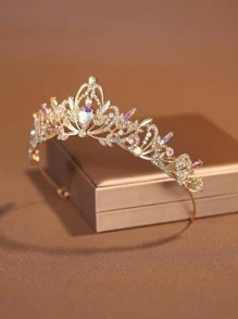 1 Nữ Kim Cương Giả Thiết Kế Vương Miện Băng Đô Quyến Rũ Cho Tiệc Cưới - Vàng - Xem 3