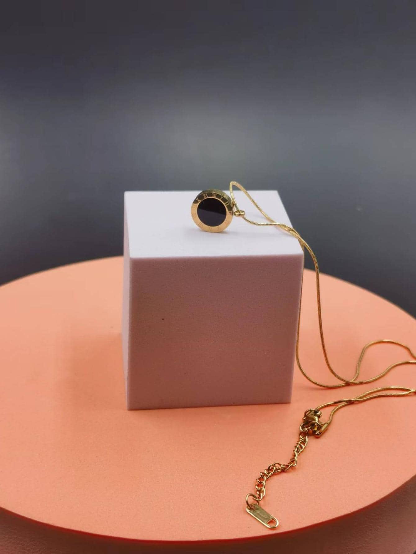 Men Round Pendant Necklace - Yellow Gold - View 1