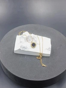 Men Round Pendant Necklace - Yellow Gold - View 3