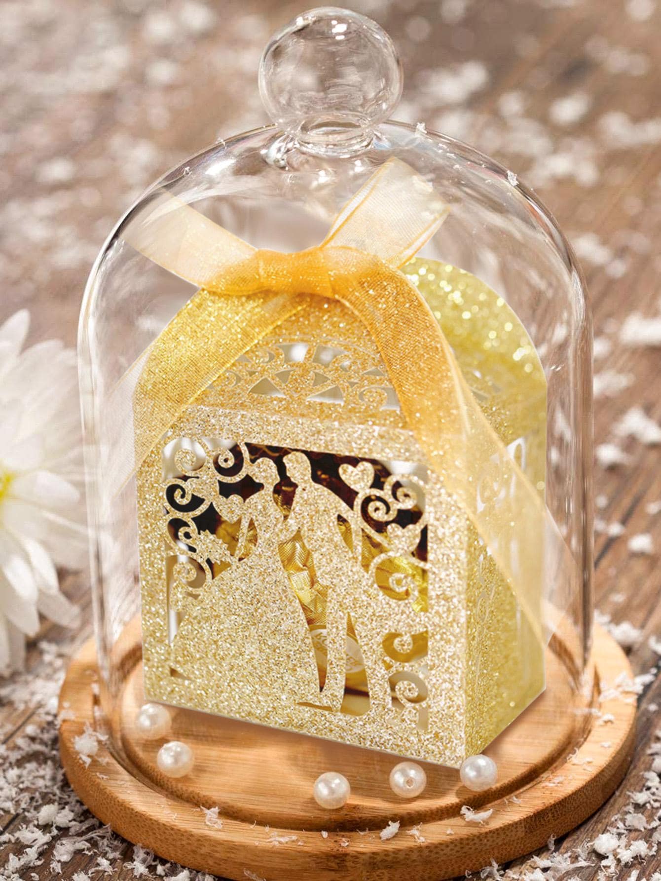 5入組鏤空人像圖案禮物盒 - 金色 - 查看 1