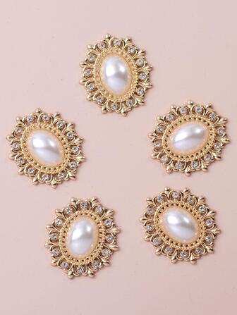 10pcs/Set Fashionable Zinc Alloy Faux Pearl & Rhinestone Decor Geometric DIY Jewelry Accessory For Women For DIY Jewelry Making