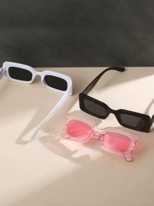 3 件装矩形男女通用时尚眼镜，时尚沙滩时尚眼镜，适合度假、旅行、夏季配饰、运动风格、驾驶、节日、海滩、音乐节、郊游、家庭旅行、优雅装扮、街头风格配饰、度假氛围、运动、派对、户外活动、街头风格、钓鱼、假日、休假 - 彩色 - 查看 3