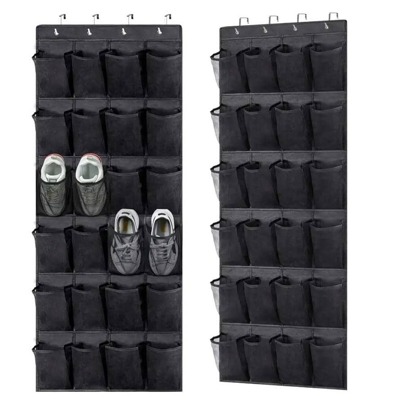 Organizador de sapatos de porta com 24 bolsos grandes de malha, Suporte de bolsas para cabide de guarda-roupa