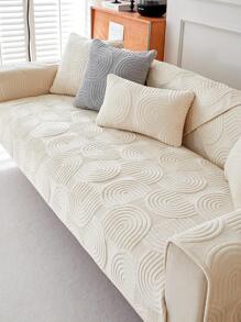 1件秋冬沙发靠垫套,现代简约防滑沙发毯,四季皆宜,可机洗,柔软防尘,适用于卧室、办公室、客厅L型沙发及1/2/3/4人沙发,米白色 - 白色 - 查看 5