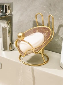 1pc Gold Soap Dish - Pink - View 2