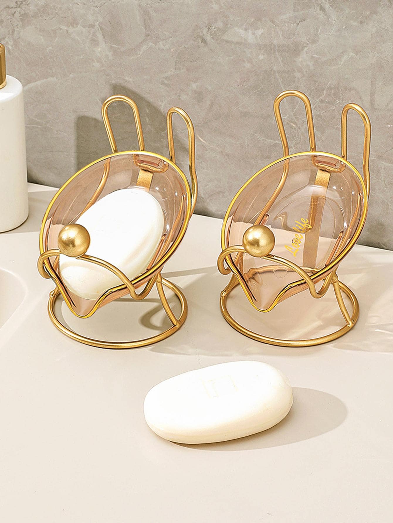 1pc Gold Soap Dish - Pink - View 1