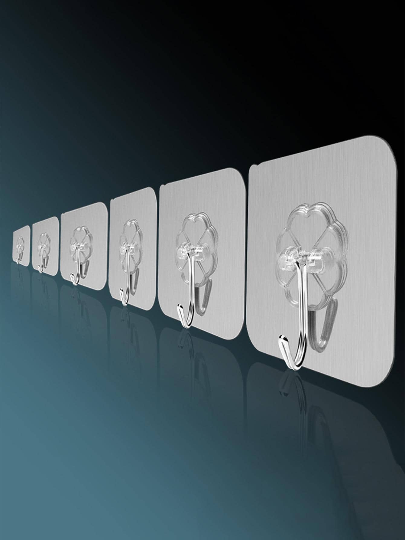 10 piezas Gancho mural de plástico - Plateado - Ver 1