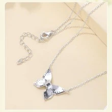 WOSTU 1入組925純銀彩色蝴蝶吊墜項鍊昆蟲領鏈條適合女士生日禮物精細首飾類 - 銀色 - 查看 4