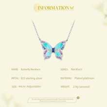 WOSTU 1入組925純銀彩色蝴蝶吊墜項鍊昆蟲領鏈條適合女士生日禮物精細首飾類 - 銀色 - 查看 8