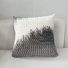 1入組V形圖案靠墊套，無填充物，現代滌綸裝飾抱枕套，適用於客廳和臥室 - 淺灰色 - 查看 1