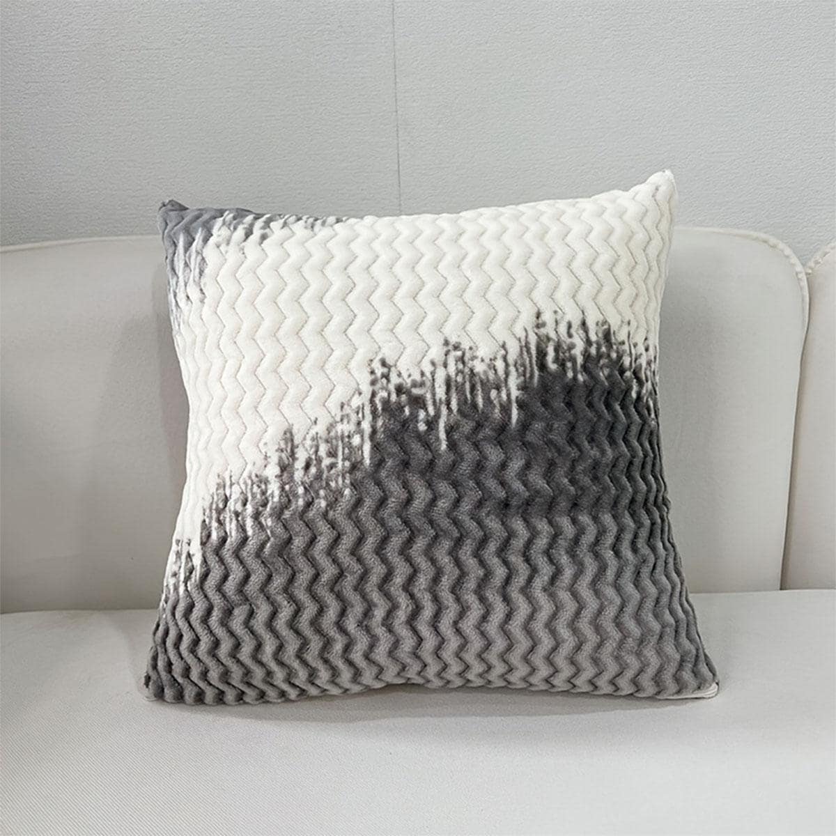 1入組V形圖案靠墊套，無填充物，現代滌綸裝飾抱枕套，適用於客廳和臥室 - 淺灰色 - 查看 1