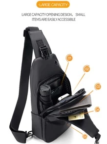 Men Crossbody Shoulder Chest Bag Sling Backpack With USB Port Sling Bag Sport Bag For High School University Student For Travel College School College Bag Fathers Day Gifts Summer Dad Freshman For Books Back To School Multi-Functional Dorm Halloween Gifts For Men Fall Christmas Scream Men Bag Belt Bag Travel Bag Sling Bag For Men Winter Christmas Gifts Fanny Pack Bum Bag Outdoor Thanksgiving Holiday Storage Bag Messenger Bag Shoulder Bag Rider Bag - Black - View 5