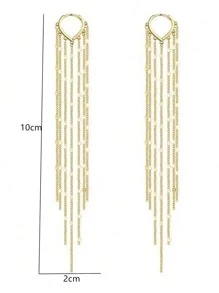Metal Tassel Drop Earrings - Yellow Gold - View 2