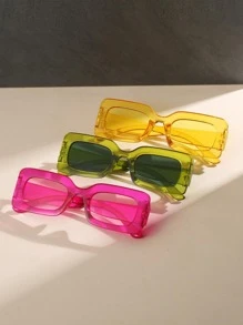 3pcs Unisex Rectangular Fashion Glasses, Suitable For Beach, Travel, Summer Accessories, Sports Style, Driving, Festivals, Outings, Family Trips, Elegant Attire, Street Fashion Accessories, Vacation Vibes, Sports, Parties, Outdoor Activities, Fishing, Holidays, Getaways - Multicolor - View 1