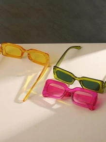 3pcs Unisex Rectangular Fashion Glasses, Suitable For Beach, Travel, Summer Accessories, Sports Style, Driving, Festivals, Outings, Family Trips, Elegant Attire, Street Fashion Accessories, Vacation Vibes, Sports, Parties, Outdoor Activities, Fishing, Holidays, Getaways - Multicolor - View 3