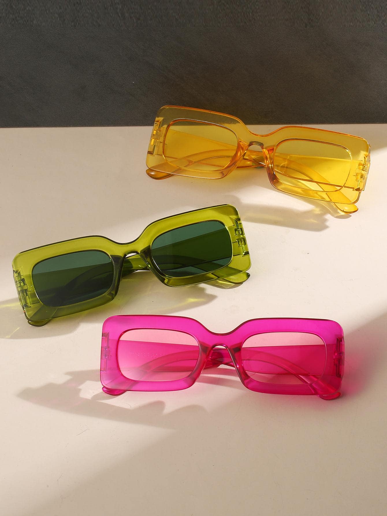 3pairs Square Frame Fashion Glasses Beach Accessories For Women Glasses