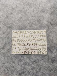 1入組字母圖形什錦貼紙，DIY工藝創意多用途裝飾貼紙，手賬裝飾 - 金色 - 查看 1