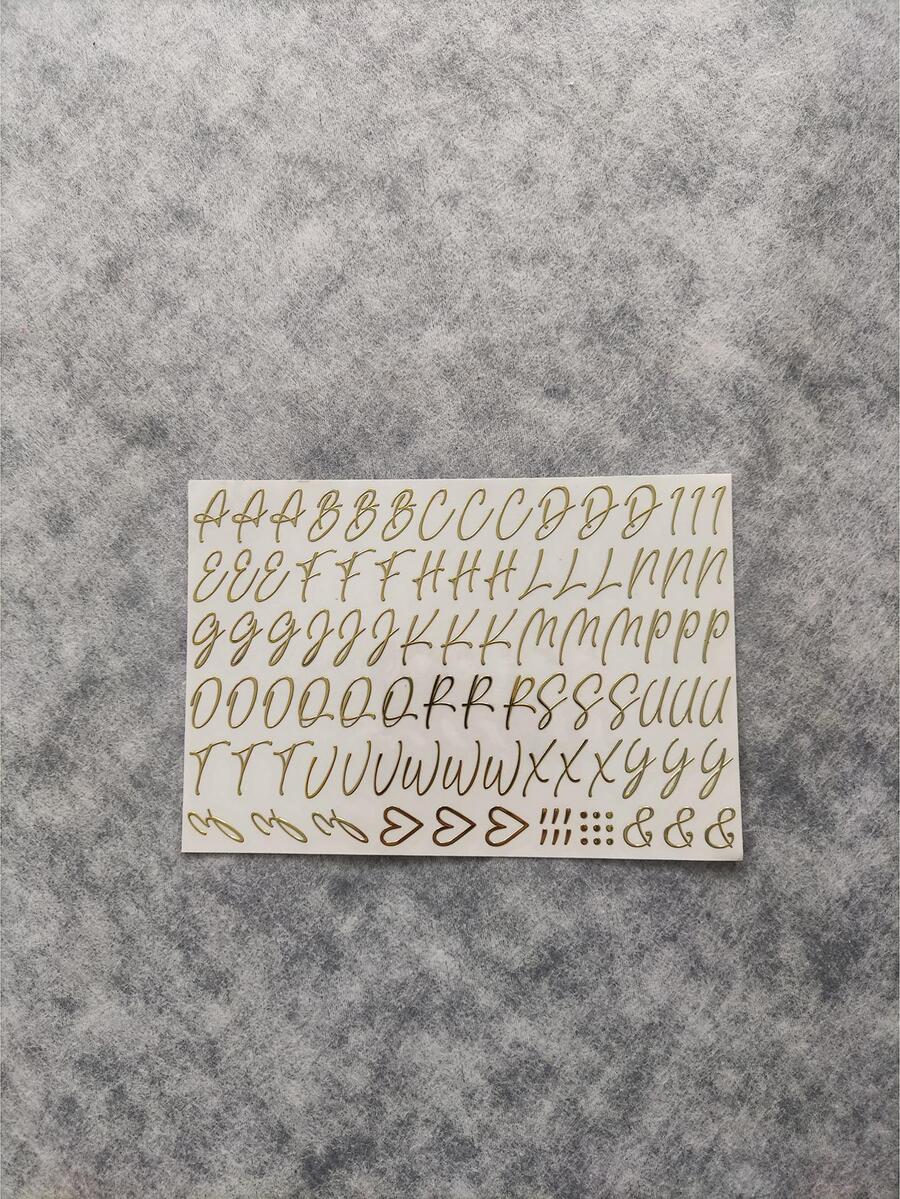 1入組字母圖形什錦貼紙，DIY工藝創意多用途裝飾貼紙，手賬裝飾 - 金色 - 查看 1