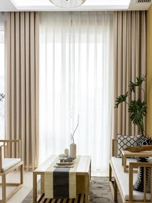 Cortina opaca panel única lisa - Beis - Ver 10