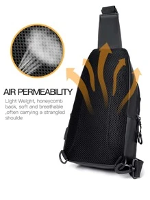 Men Crossbody Shoulder Chest Bag Sling Backpack With USB Port Sling Bag Sport Bag For High School University Student For Travel College School College Bag Fathers Day Gifts Summer Dad Freshman For Books Back To School Multi-Functional Dorm Halloween Gifts For Men Fall Christmas Scream Men Bag Belt Bag Travel Bag Sling Bag For Men Winter Christmas Gifts Fanny Pack Bum Bag Outdoor Thanksgiving Holiday Storage Bag Messenger Bag Shoulder Bag Rider Bag - Black - View 6