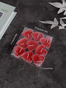 Nến thơm thiết kế hình trái tim 9 chiếc - Đỏ - Xem 3