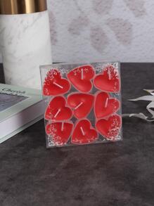 Nến thơm thiết kế hình trái tim 9 chiếc - Đỏ - Xem 1