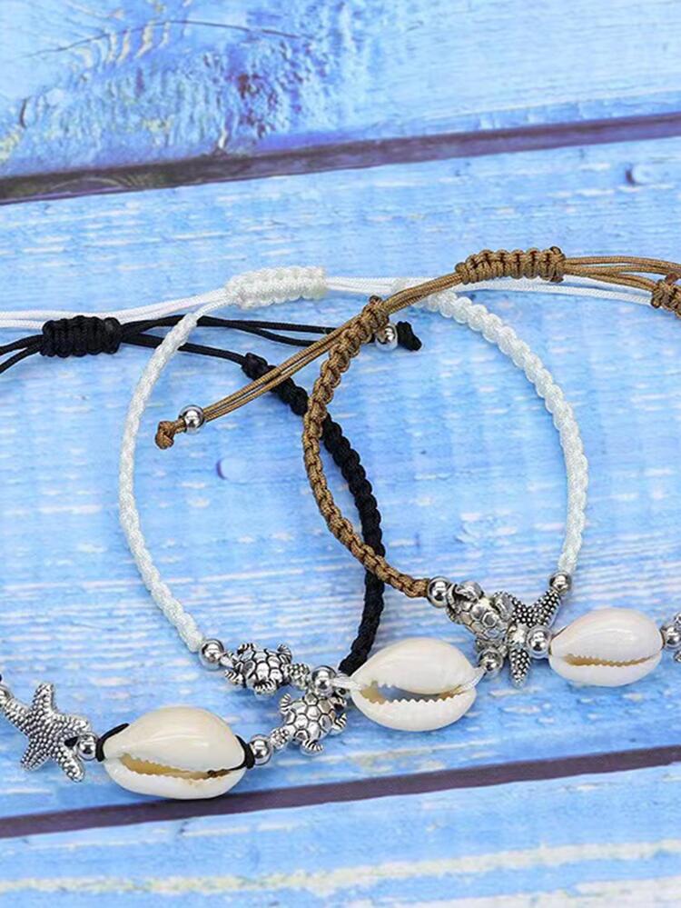 Bohemian Shell Starfish Decor String Bracelet For Women For Daily Life