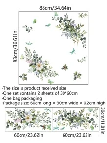 1 Set Floral Butterfly & Dragonfly Home Decor Wall Stickers,Stickers,Wall Decal, Vinyl Decal For Home Decorations,Spring Decoration Items Refresh Your Home,Rama Decoration Stickers